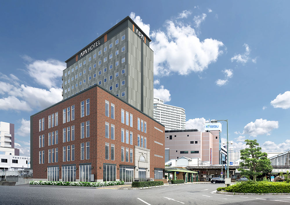 アパホテル〈草津駅前〉(仮称) 完成予想外観パース(パースはイメージであり、外観・色彩・植栽等は実際とは異なります。)