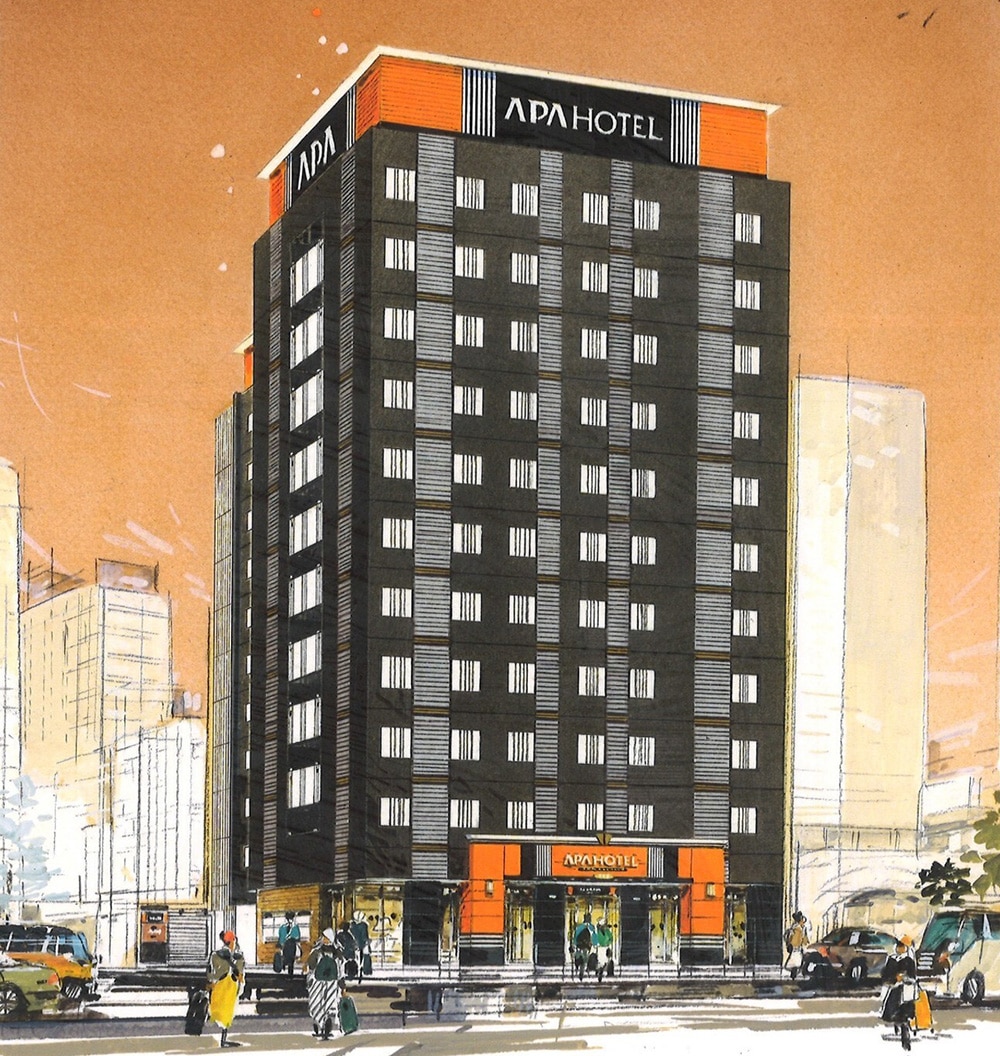 アパホテル〈札幌駅前西〉　　完成予想外観パース（パースはイメージであり、外観・色彩・植栽等は実際とは異なります。）